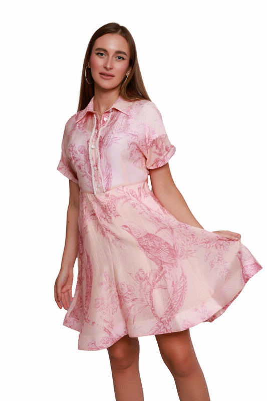Blush Pink Printed Shirt Dress