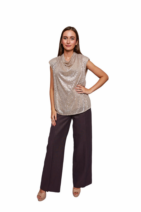 Champagne Sequin Top