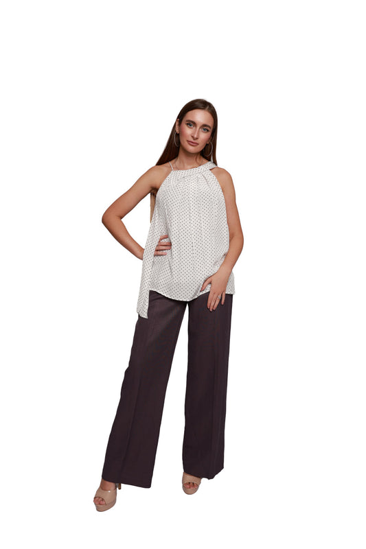 White Polka Dot Halter Top