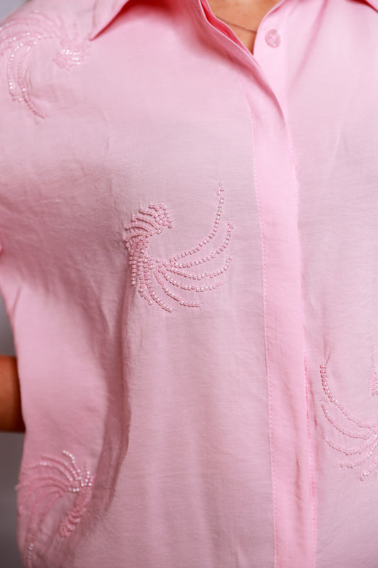 Pearl Petal Embroidery Shirt