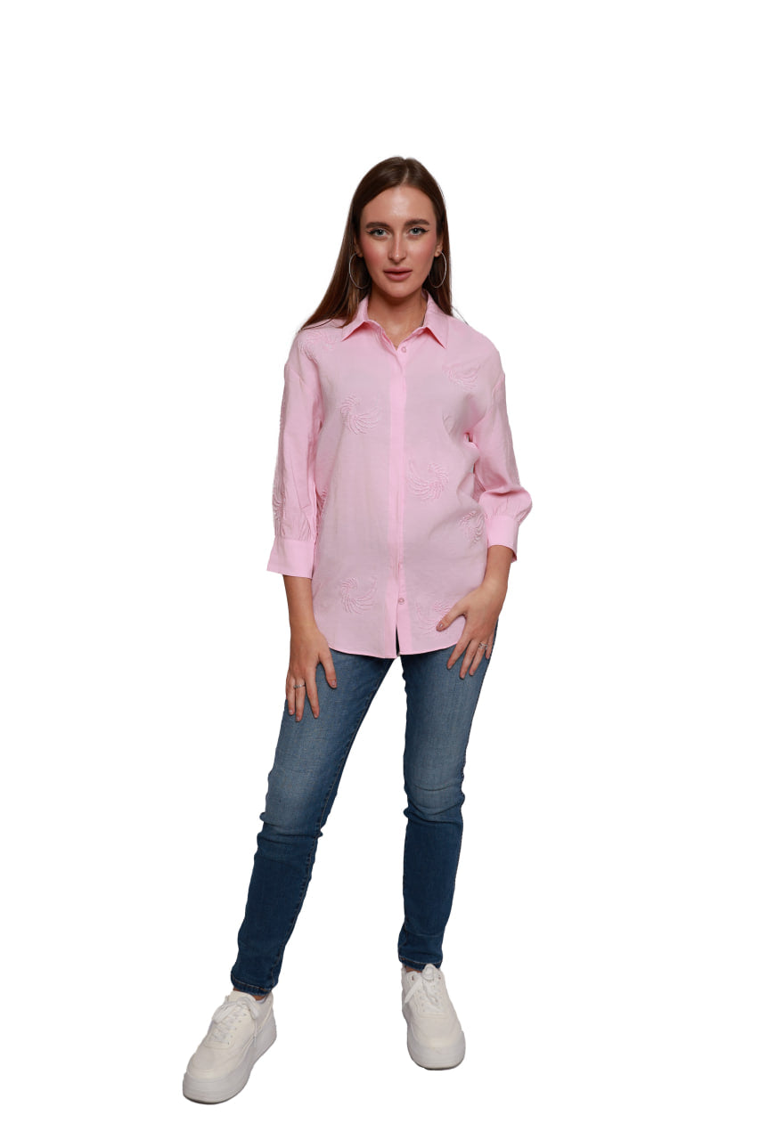 Pearl Petal Embroidery Shirt