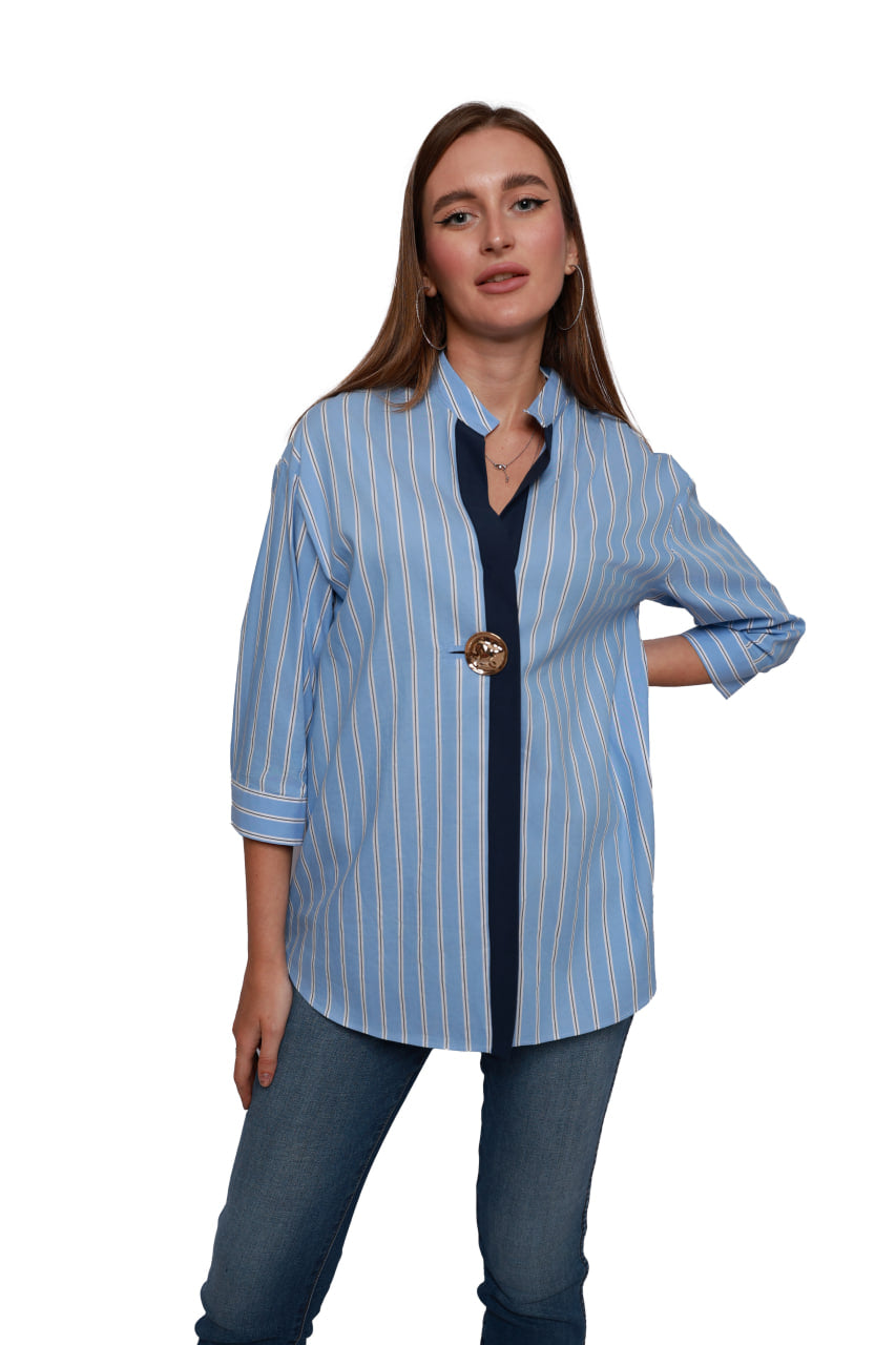 Azure Elegance Striped Shirt