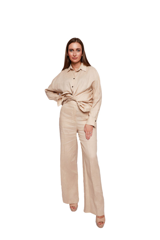 Beige Linen Elegance Set