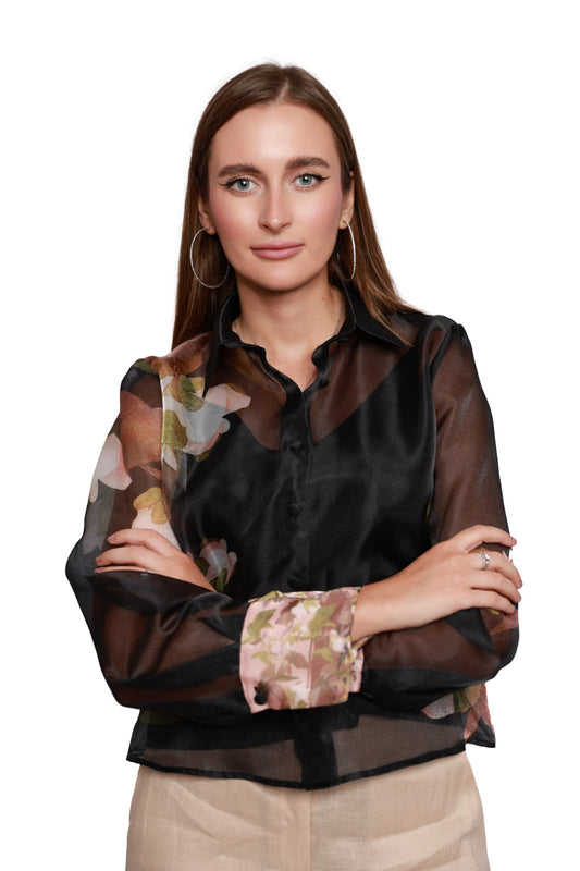 Midnight Bloom Sheer Blouse