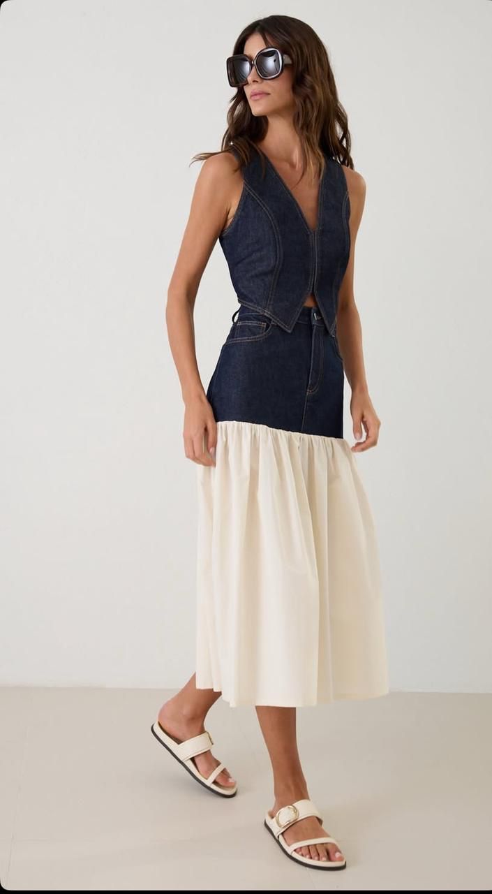 Denim Vest & Skirt Set