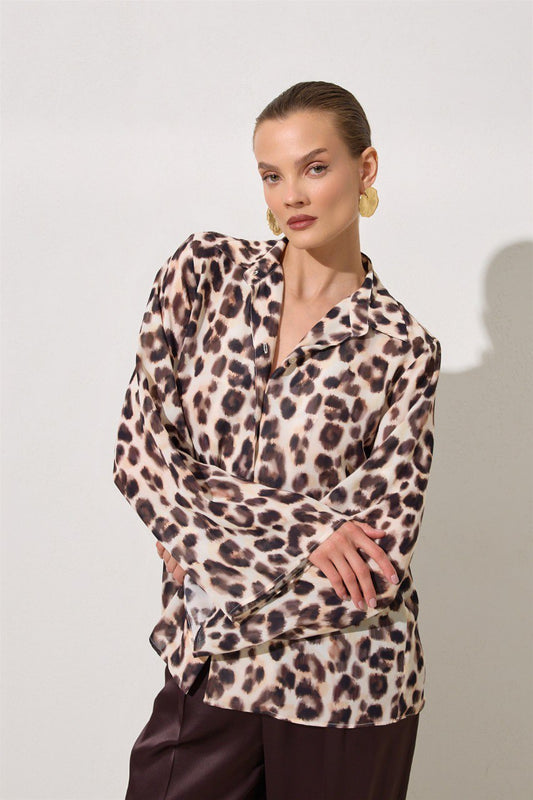Chiffon shirt with print tiger