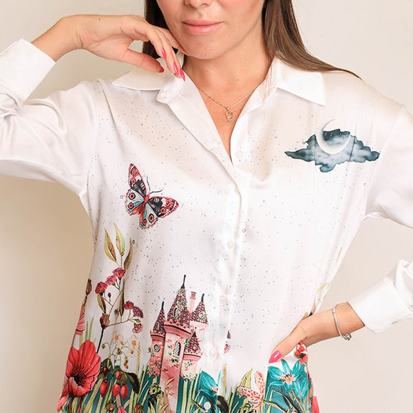 White Floral Shirt