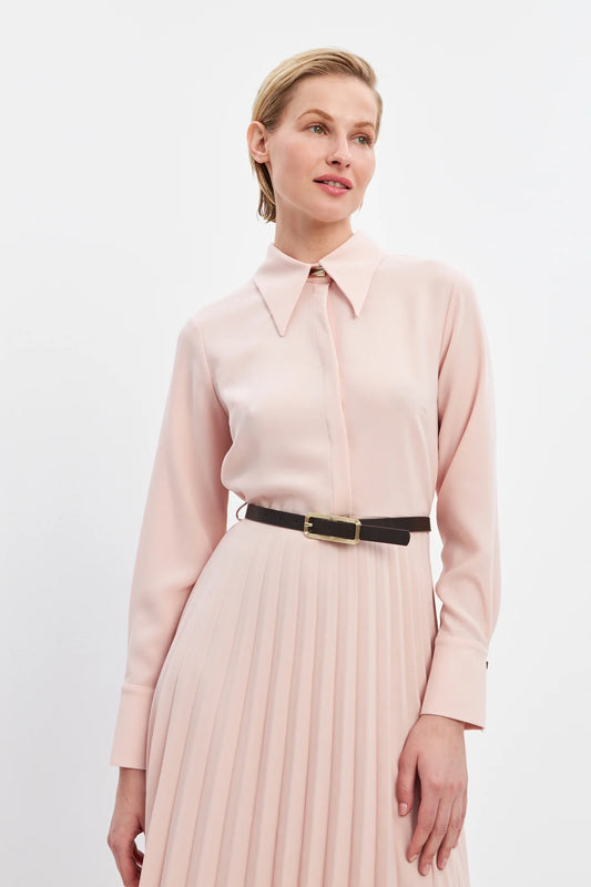 Pink Pleated Midi Dress