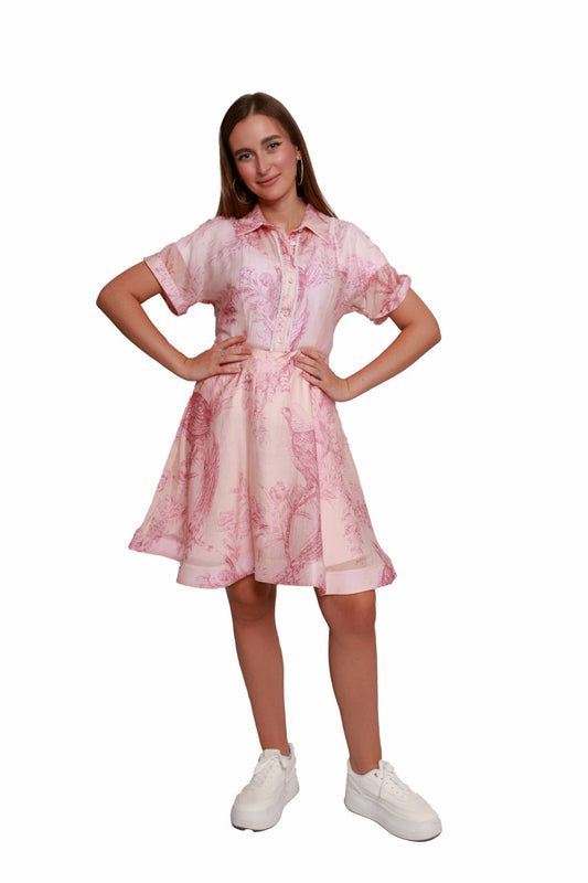Blush Pink Printed Shirt Dress