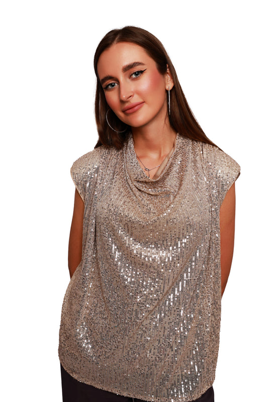 Champagne Sequin Top