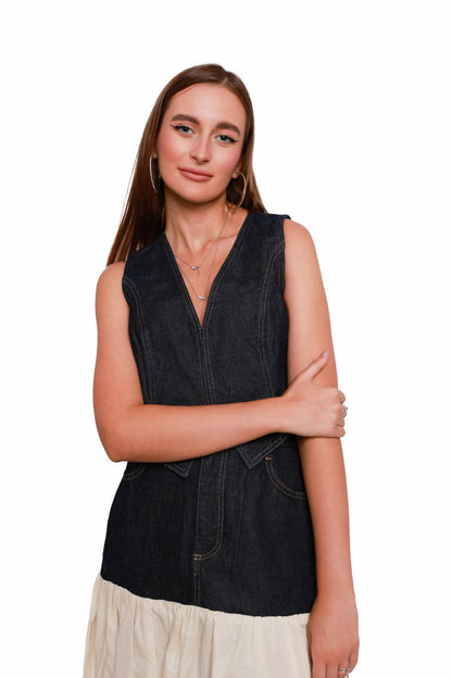 Denim Vest & Skirt Set