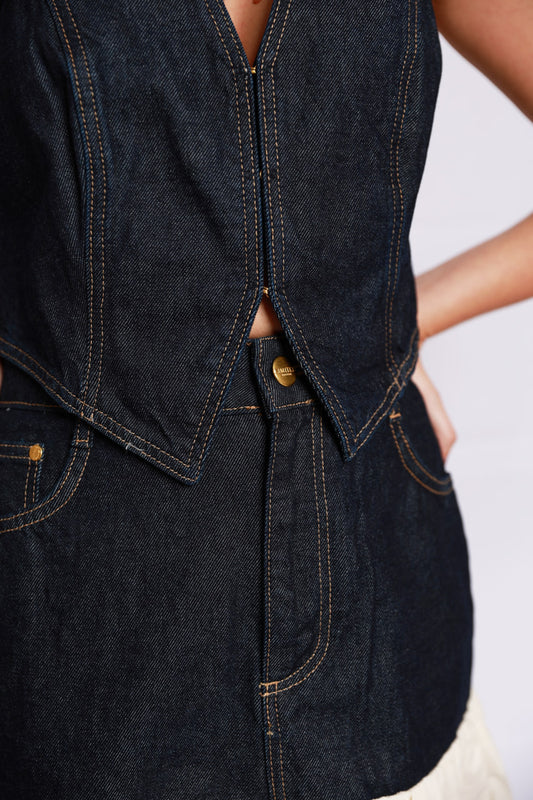 Denim Vest & Skirt Set