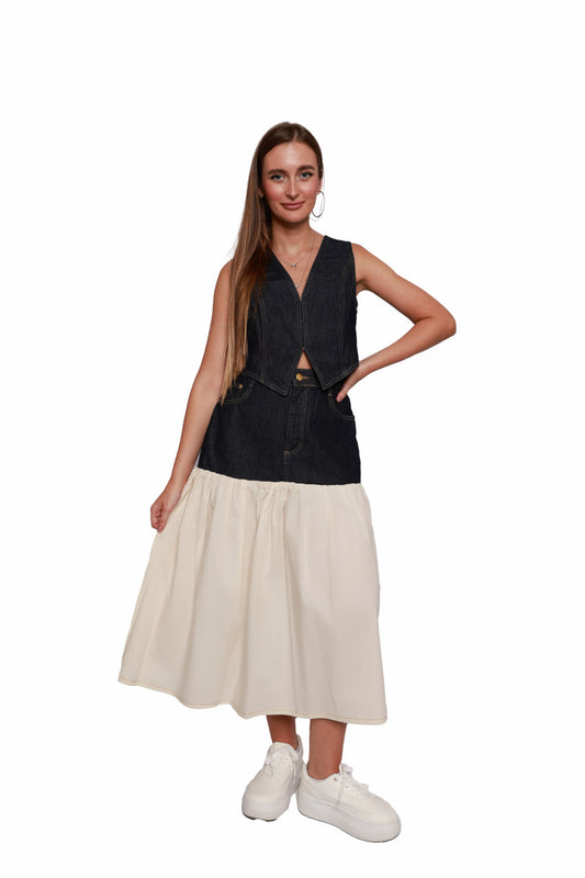 Denim Vest & Skirt Set