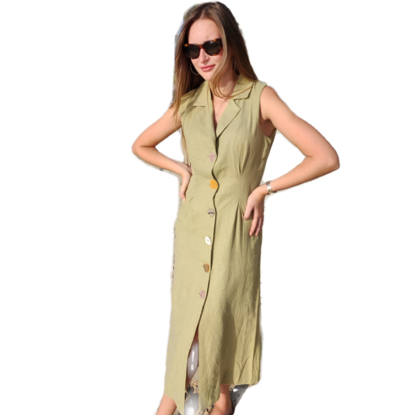 Green Linen Dress